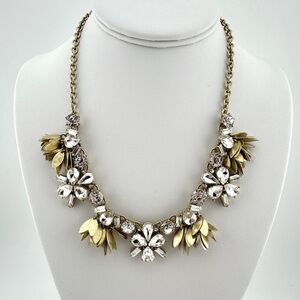 J. Crew Necklace with Gold Tone Disc and Crystal Rhinestone Statement